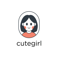 Cute girl logo icon vector
