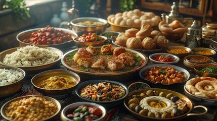 Obraz premium A Feast of Delicious Middle Eastern Dishes