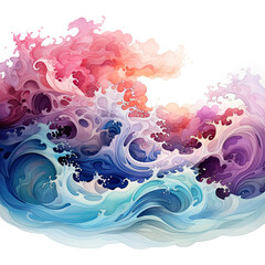 Watercolor watercolor waves, clipart Illustration, Generative Ai