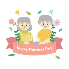 Clipart celebrating parents day with illustrations of grandma and grandpa