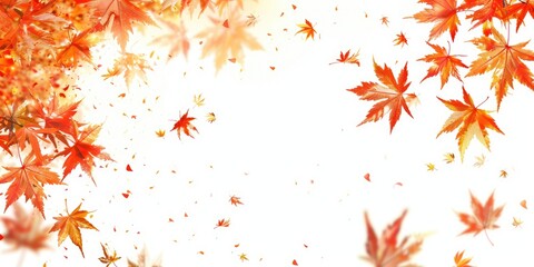 Autumn maple foliage, space. Ai generation.