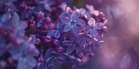 Purple lilac bush blooming in the park. Ai generation.