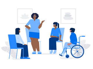 Four people in group psychotherapy