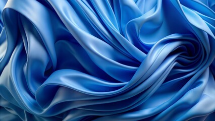 Obraz premium A close-up image captures the intricate and flowing textures of a blue fabric-like material. 