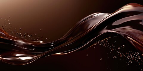 Obraz premium Flowing liquid chocolate, space. Ai generation.