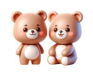 Obraz premium cute baby bear doll 3d illustration isolated on a transparent background