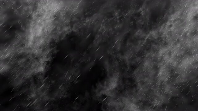 Torrential rain storm pouring down water with heavy wind like a hurricane or tornado, alpha channel for transparent background, 24p