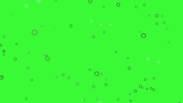 bubble floating up, live video chat template overlay on green scren background. Water bubbles rising up and exploding. Loopable with alpha matte.