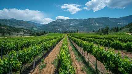 Fototapeta premium Vineyard Landscape in a Mountain Valley