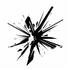 Obraz premium An abstract black graphic representing a burst effect, with jagged shards spreading out.