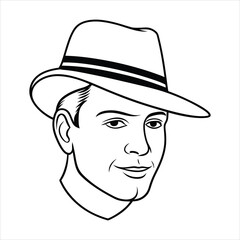 beautiful men's hat line art vector