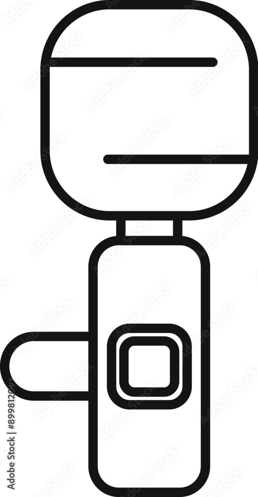 Poster electronic cigarette device with button for vaping icon. outline electronic cigarette device with bu