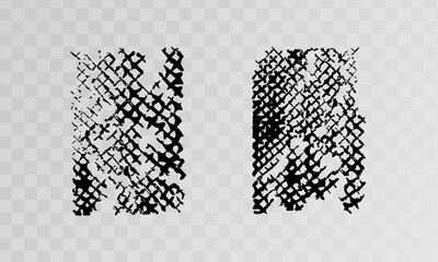 Vector shabby grunge texture overlay. Texture of damaged mesh, tire.