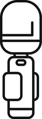 Linear icon of a modern microphone with a pop filter for recording podcasts and streaming