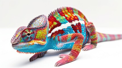 Obraz premium Chameleon close up on white background