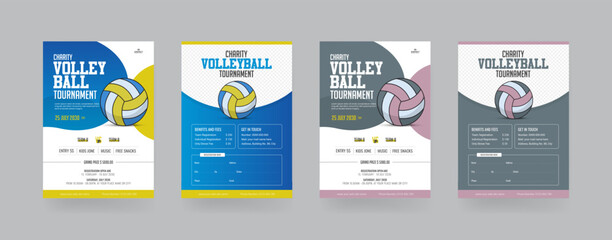 Volleyball tournament flyer layout. championship posters with volleyball ball template