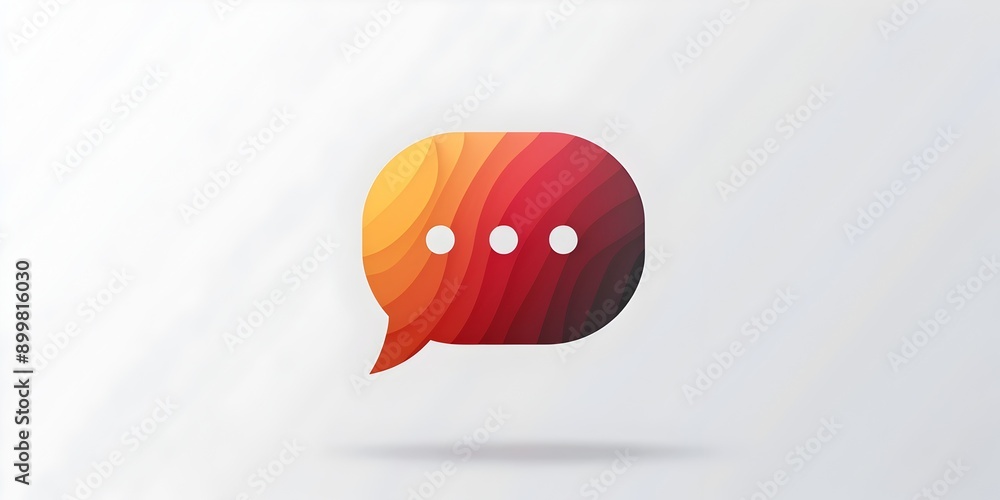 Poster simple chat bubble icon with dots representing messaging and communication on white background