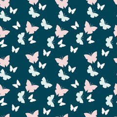 Blue Butterflies Repeat Seamless Pattern 