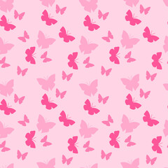 Pink Butterflies Repeat Seamless Pattern 