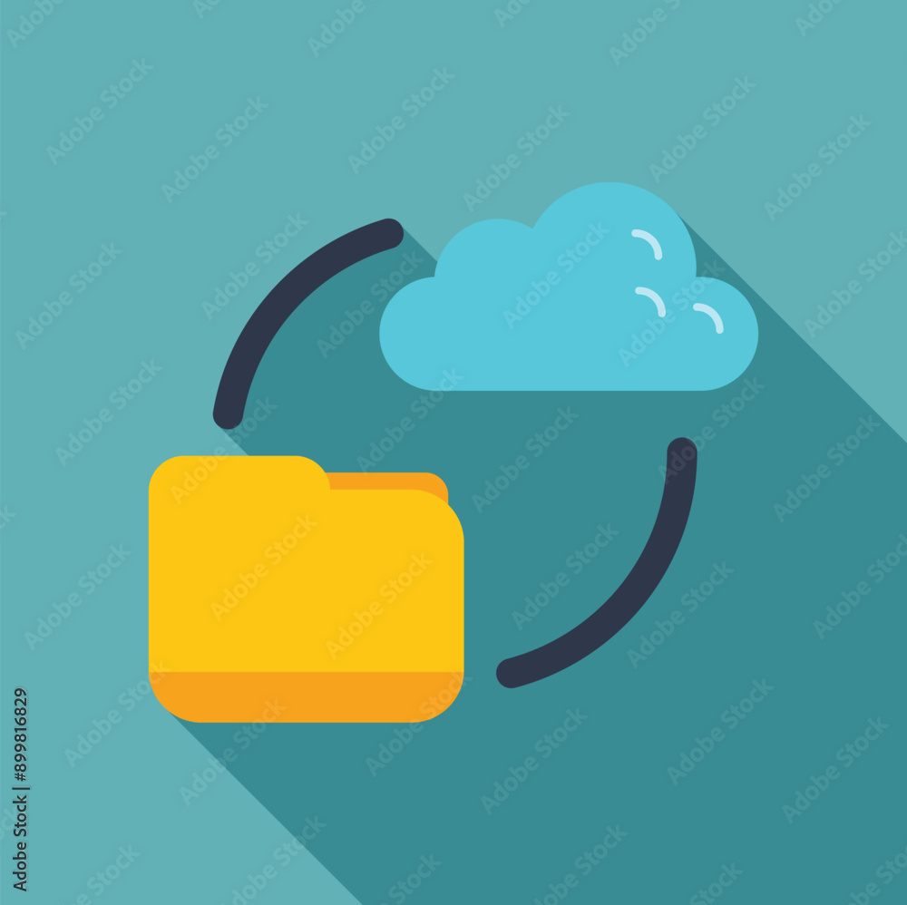 Poster cloud and a folder are connected by arrows, symbolizing data exchange
