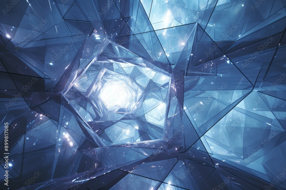 Poster a complex, crystalline lattice hangs in a void, glowing with internal light. the structure seems to 
