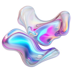 Naklejka premium colorful holographic abstract shape element cut out transparent background