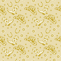Yellow Cowgirl, Rodeo Seamless Repeat Pattern 