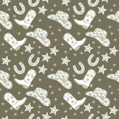 Brown Cowgirl, Rodeo Seamless Repeat Pattern 