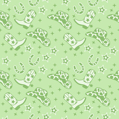 Green Cowgirl, Rodeo Seamless Repeat Pattern 