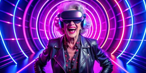 Senior Woman Experiencing Virtual Reality