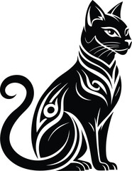 Obraz premium Cat silhouette vector art illustration White Background Free Download