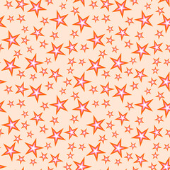 Orange Starry Seamless Repeat Pattern 