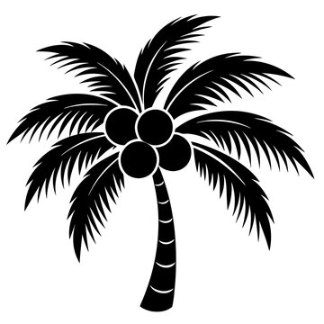 black palm tree with coconuts clip art preview
