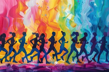Colorful Running Silhouettes