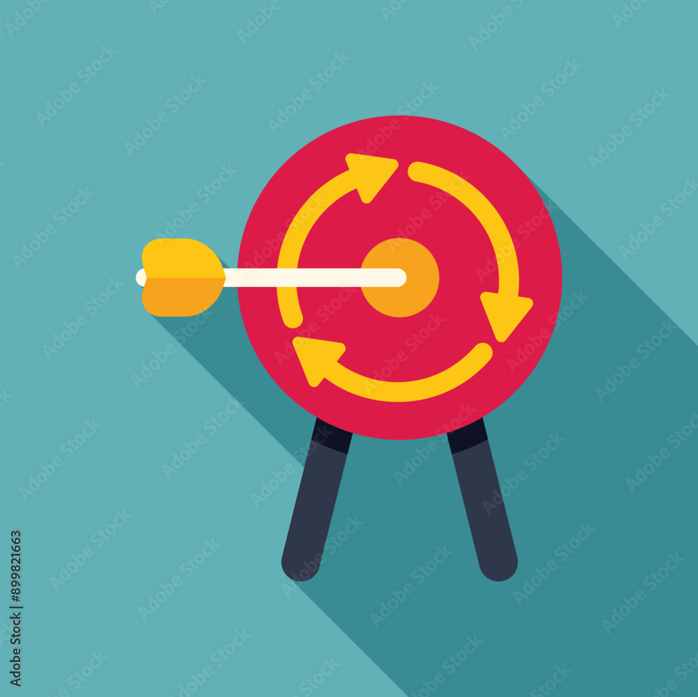 Poster arrow pointing at the center of archery target with circular arrows around it