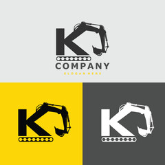 letter k and arm excavator