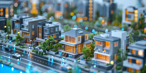 A picturesque small town with charming houses and lush trees Ideal for illustrating community living, generative AI
