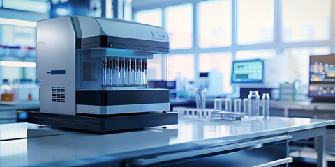 Hightech medical laboratory with expensive modern equipment, generative AI

