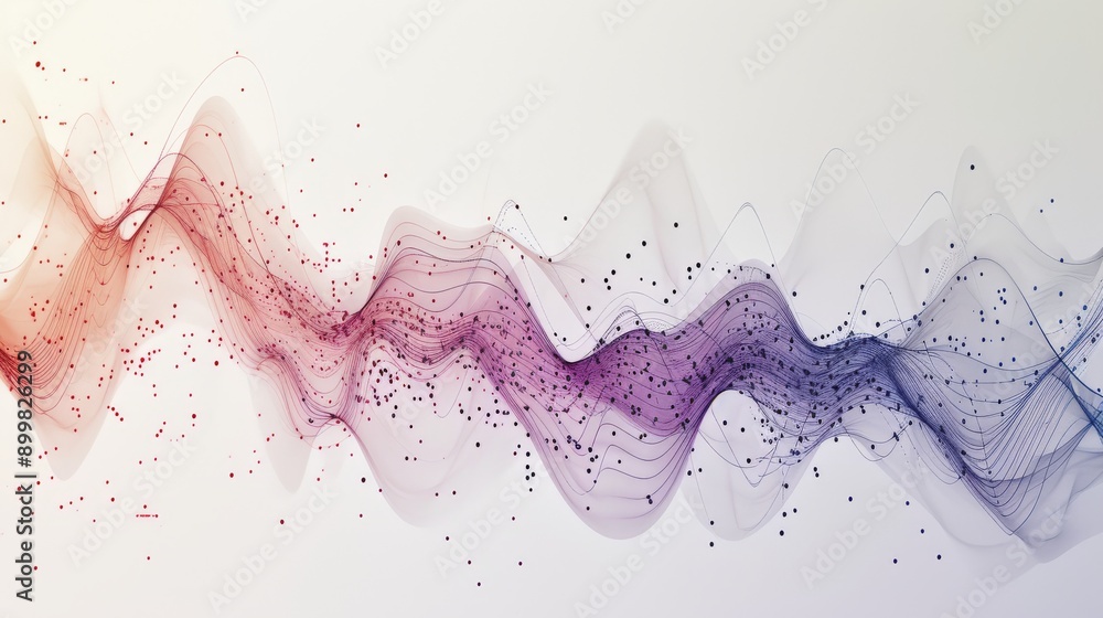 Aufkleber an abstract wave composed of particles and lines in pastel colors, creating a serene and sophisticat