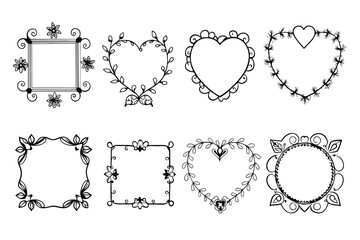 Hand drawn floral frame collection