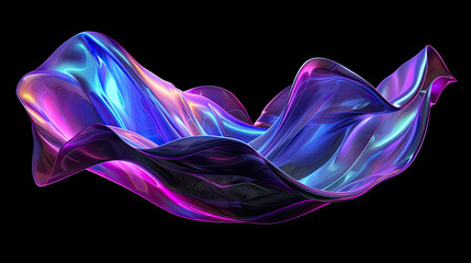 Obraz premium 3D render of abstract cloth floating with purple and blue gradient isolated on black background digital art illustration fluid and dynamic movement vibrant gradient colors modern and artistic visual