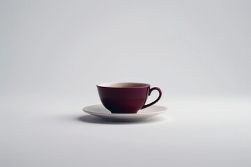 Fototapeta premium Classic Red Tea Cup on Minimalistic White Background with Soft Lighting