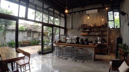 Coffee shop with a comfortable place Ai generated