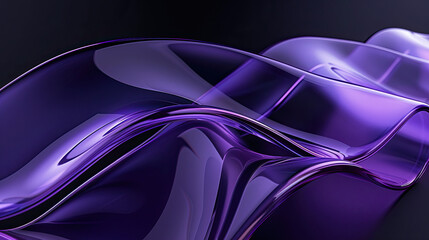 3D render of an abstract background with beautiful curved glass and a purple-blue gradient isolated on black background elegant and modern design fluid glass shapes vibrant gradient colors striking an