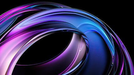 3D render of abstract curved glass shapes with a purple and blue gradient isolated on a black background digital art illustration fluid and elegant design vibrant gradient colors sophisticated  