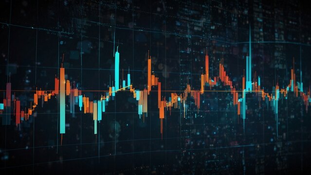 Dynamic stock market graph displaying fluctuations in prices during trading hours