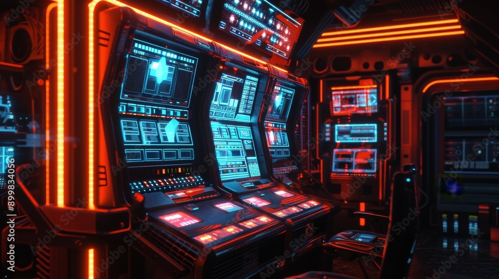 Poster an immersive high-tech command center equipped with numerous digital monitors and control panels. th
