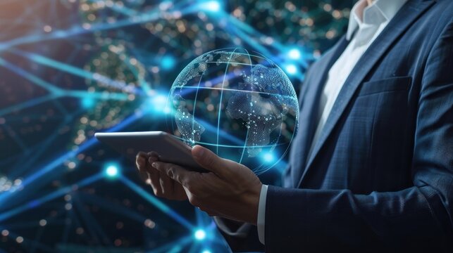 Global internet network connection, global business, internet of thing concept AI generated