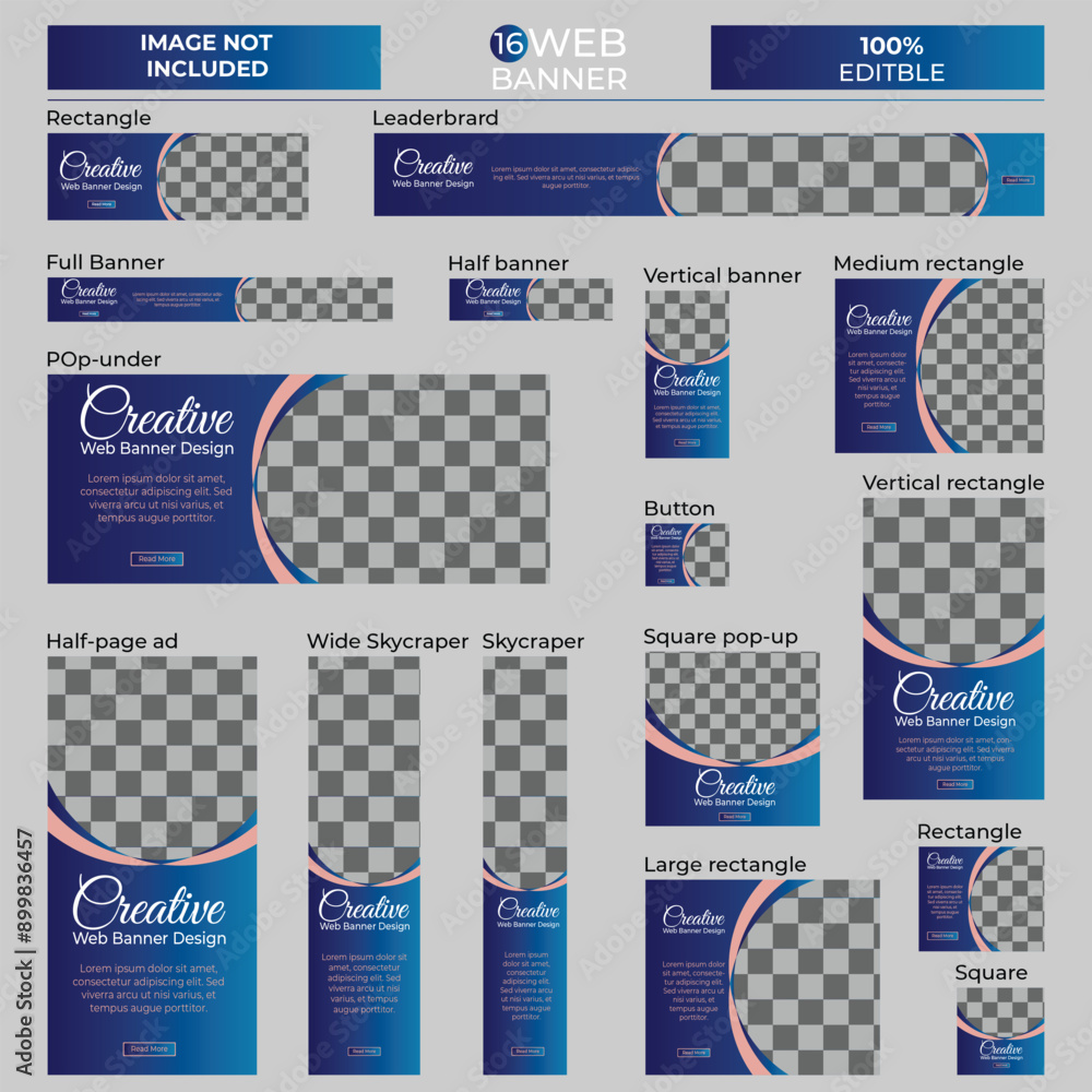 Wall mural set of corporate web banners of standard size with a place for photos. editable text. vertical, hori