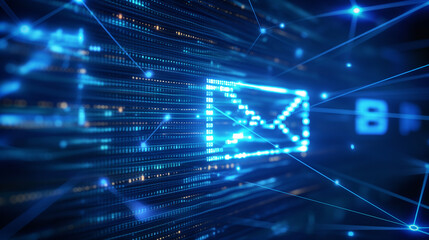 Obraz premium Digital email communication network showcasing internet data and security technology